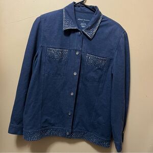 ALFRED DUNNER  Woman's Sz 10 Blue Stretch Cotton Denim Look Jacket